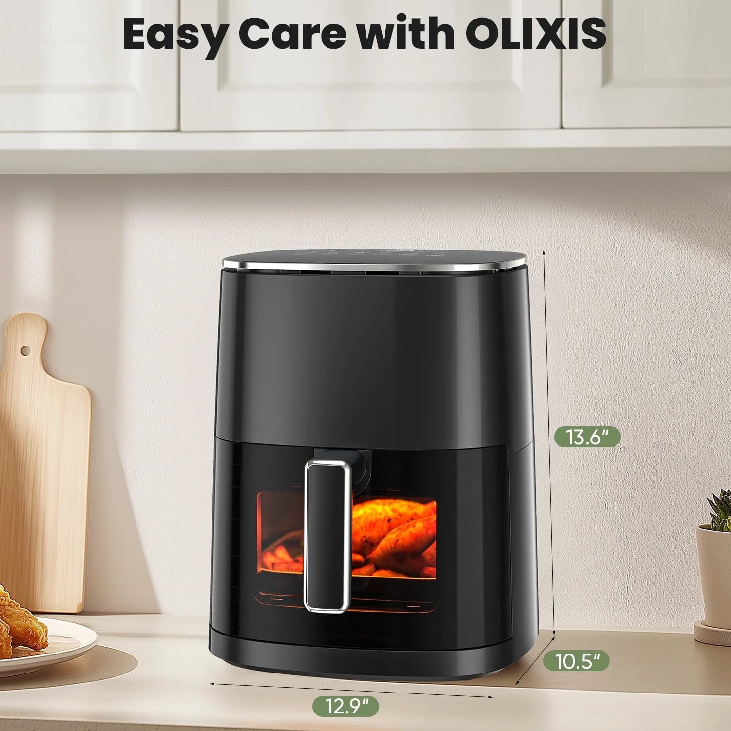 6QT Square Air Fryer with Viewing Window, 12-in-1 Digital Oven for Roast, Bake, Dehydrate, Black
