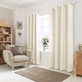 thumbnail image 2 of Full Blackout Curtains for Bedroom & Living Room, Grommet Drapes, Thermal Insulated Textured Blackout Curtains 2 Panels Set, W50" x L96", Cream, 2 of 7