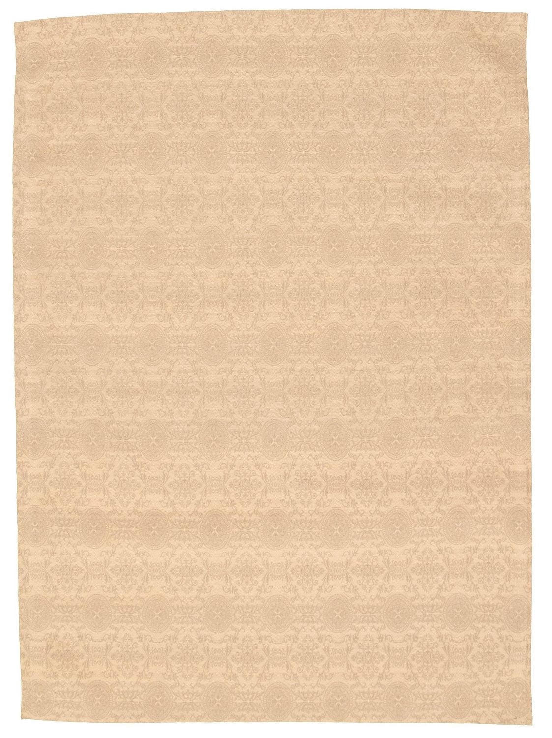 ECARPETGALLERY 5'1" x 7'5" Transitional Collage Handmade Area Rug for Living Room, Dining Room and Bedroom in Ivory