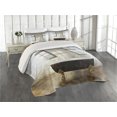 thumbnail image 2 of Ambesonne Retro Quilted Coverlet 3 Pcs, Bathtub in Modern Room, King Size, White Black Pale Brown, 2 of 4