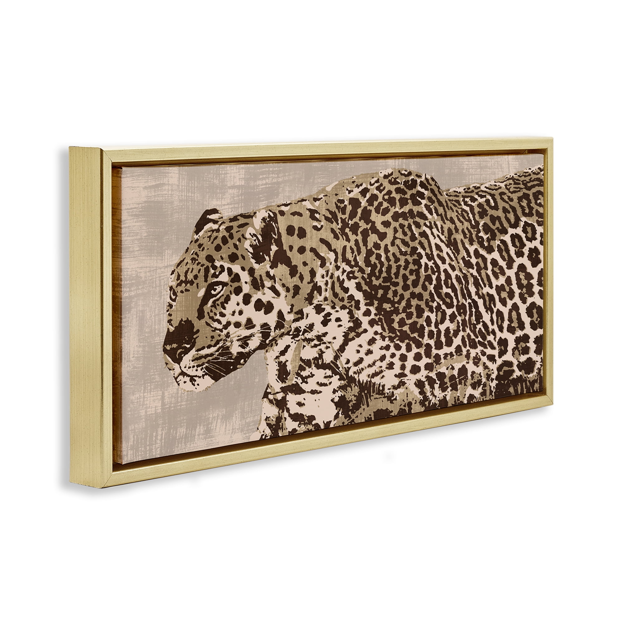 Stupell Industries Fierce Growling Cheetah Animals Painting Gold Floater Framed Canvas Art Print Wall Art, 31 x 14
