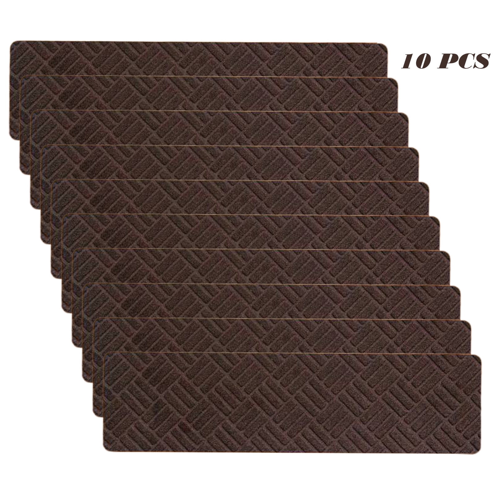 Meitianfacai 10PCS Non-Slip Stair Treads for Indoor Use, Large Size 21.6x7.4in Anti-Slip Carpet Mats with Reusable Adhesive, Safe for Kids, Elders & Pets, Easy to Clean(Brown)