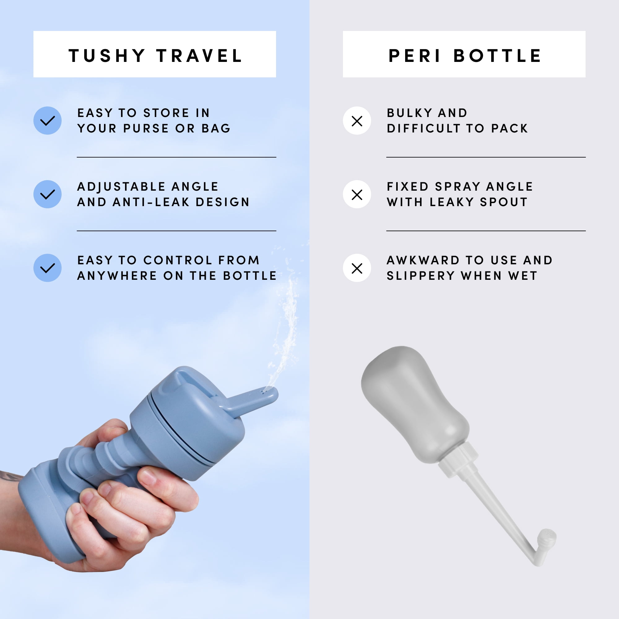 TUSHY Travel Bidet,  Collapsible and Discreet for Outdoors & Travel, Jet Black