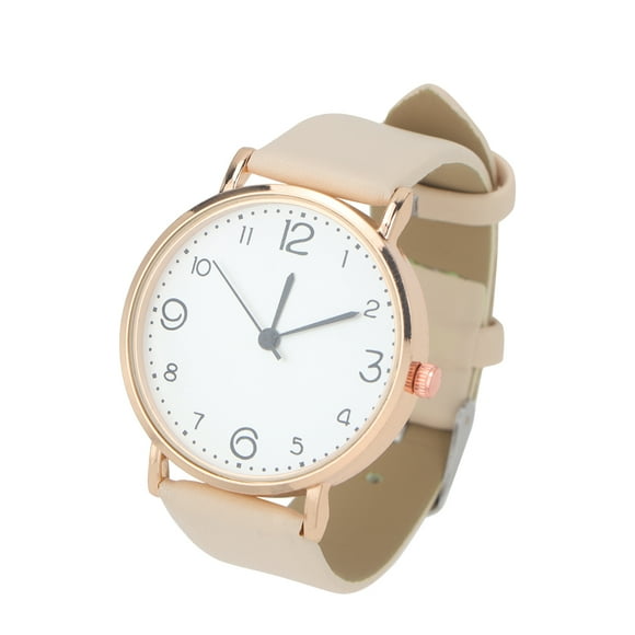 Reloj casual para mujer Reloj de pulsera con correa de cuero PU de moda Reloj de cuarzo para damas y niñas (Blanco)