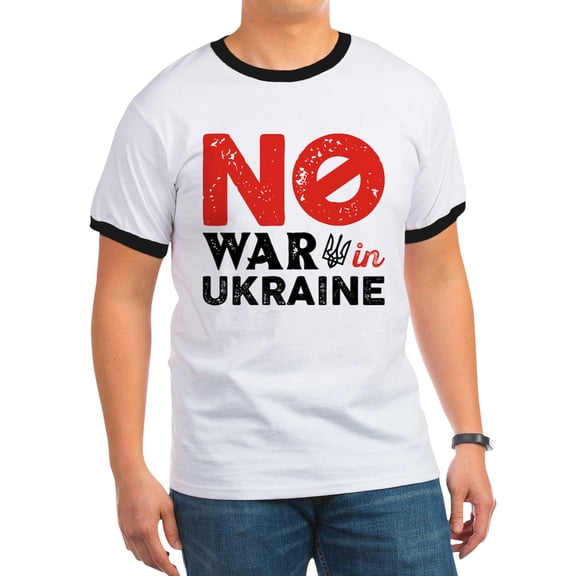CafePress - No War In Ukraine Ringer T - 100% Cotton Ringed T-Shirt