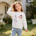 thumbnail image 4 of WQNVRNR Girls Print Sweatshirt- Cotton Cute Long Sleeve Crewneck Pullover Tops White Size 3T, 4 of 9