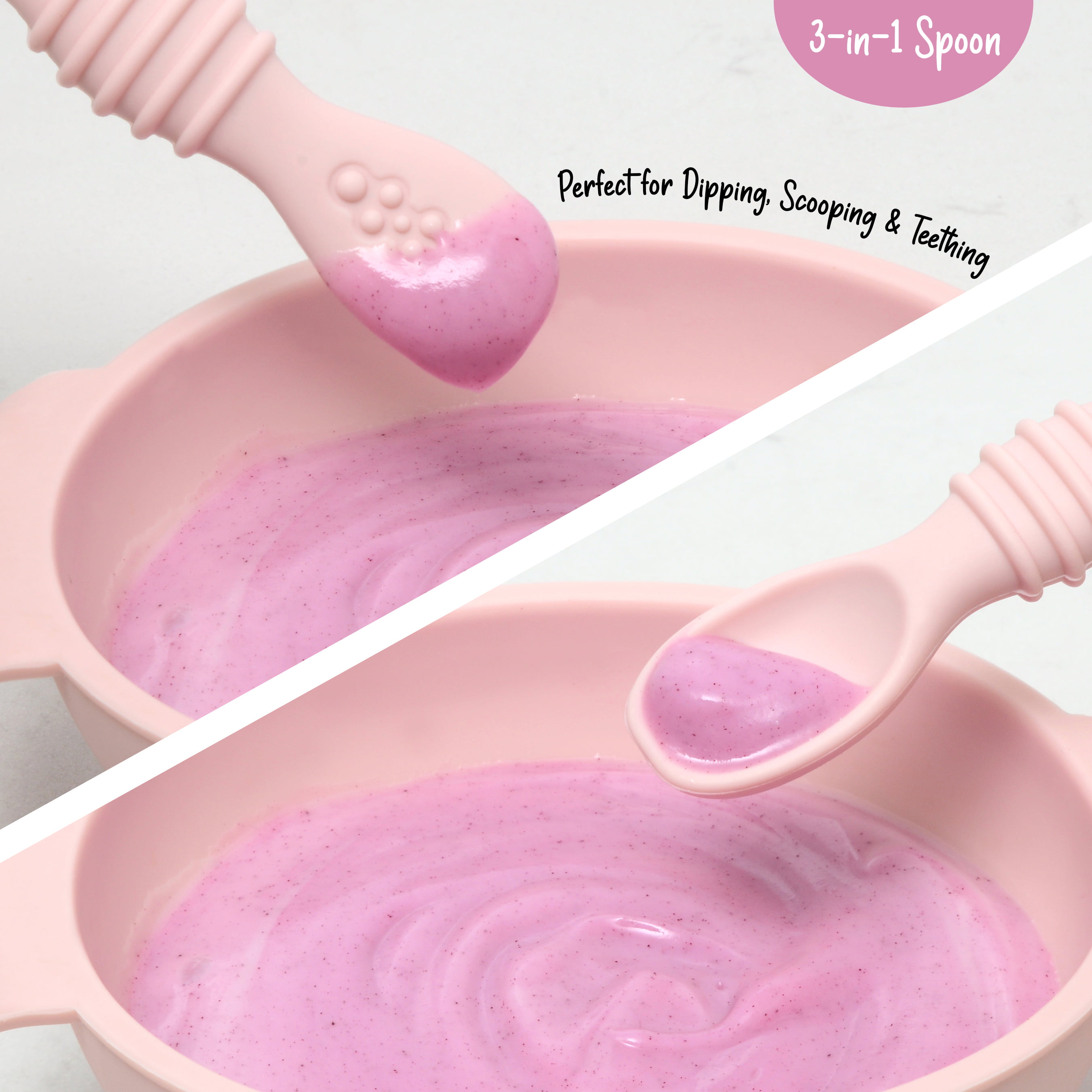 Baby Silicone Spoons, First Stage Baby Spoons And Fork Set, Bpa Free  Dipping Chewable Self Feeding Toddler Utensils - Temu