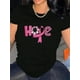 thumbnail image 1 of Camiseta para mamá para mujer ropa de calle clásica veranoBreast Cancer Awareness Hope & Leopard Print Floral Graphic Tee - Women's Casual Crew Neck Short Sleeve T-Shirt, Comfortable Summer TopFathe, 1 of 6