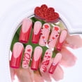 thumbnail image 2 of Uñas postizas Sutaozhi de San Valentín con punta francesa roja, 24 unidades, 2 of 7