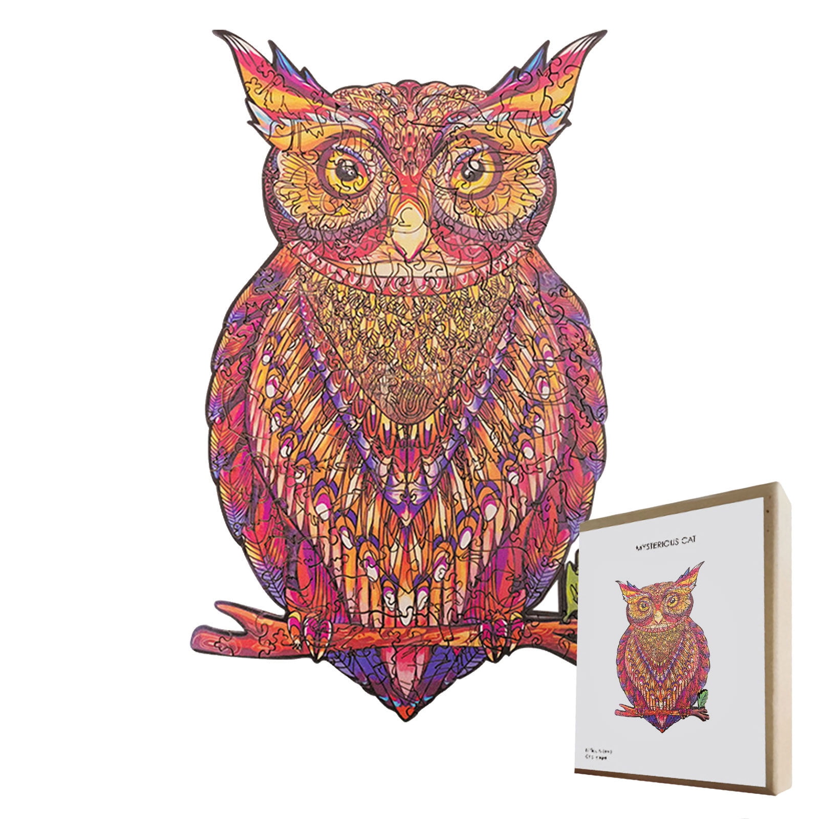 Wooden Jigsaw Puzzle Owl Unique Animal Pieces Best Gift Kids and Adults Toy. 