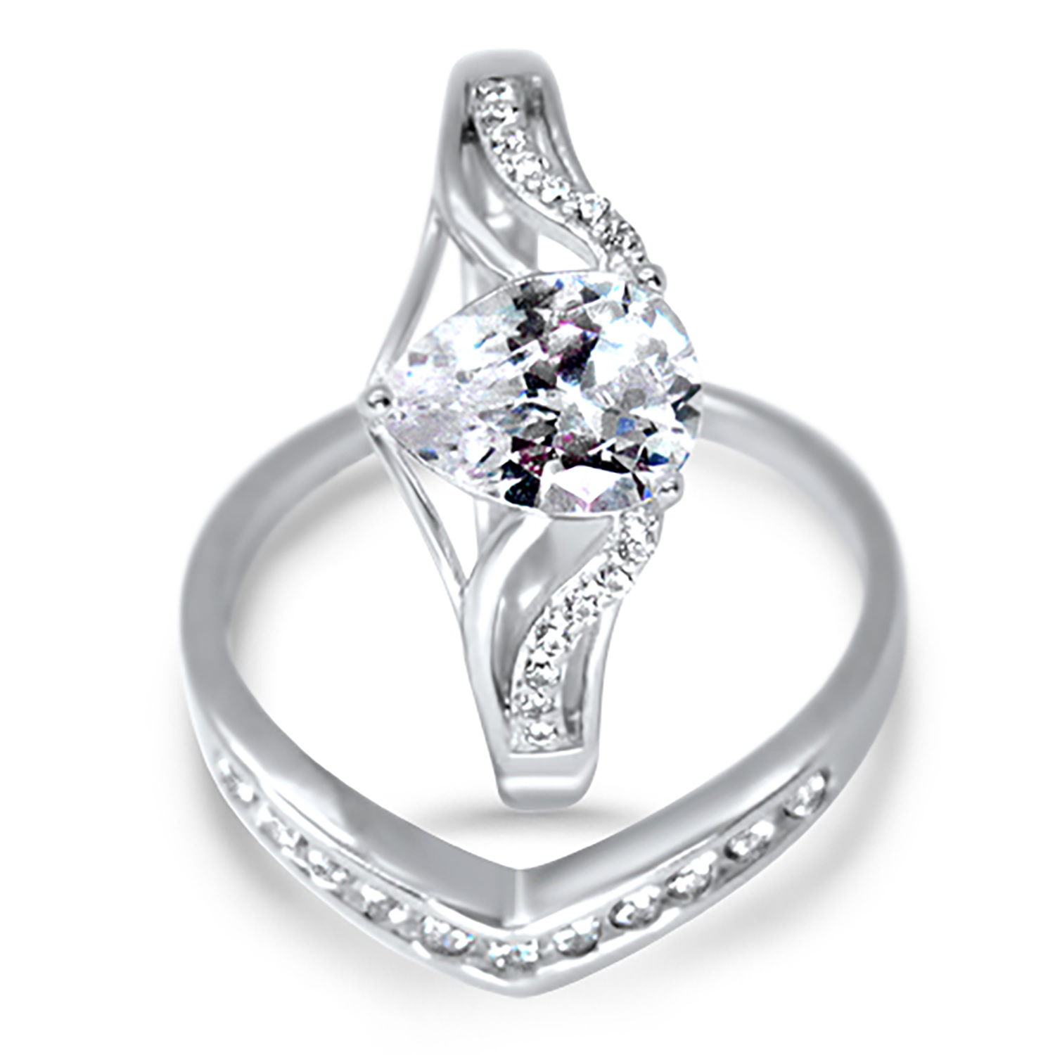 Vintage Simulated Diamond Silver Wedding Engagement Bridal Ring Set for Women Size 7