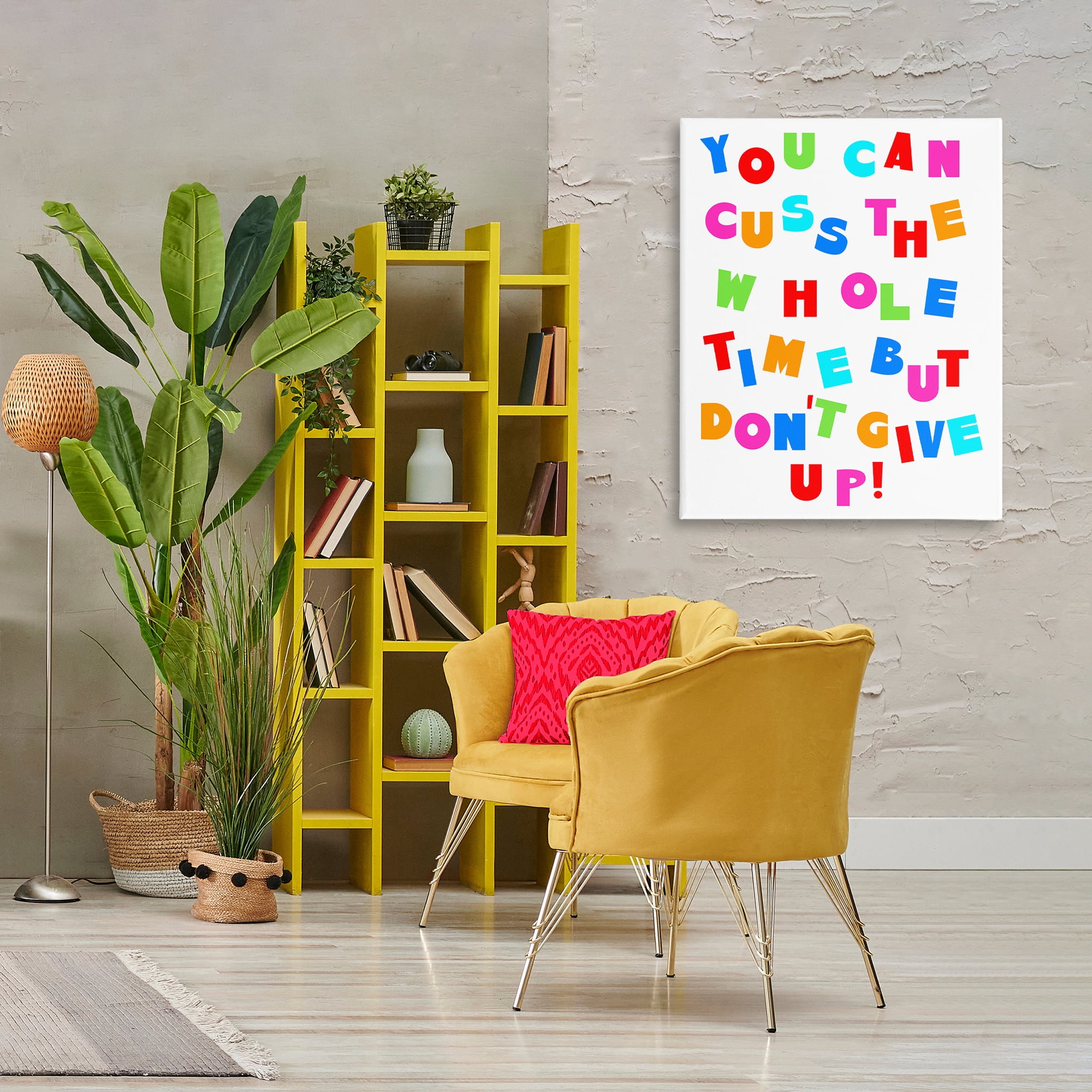 Stupell Industries Can Cuss But Don't Give Up Novelty & Humor Painting Wrapped Canvas Art Print Wall Art, 30 x 40