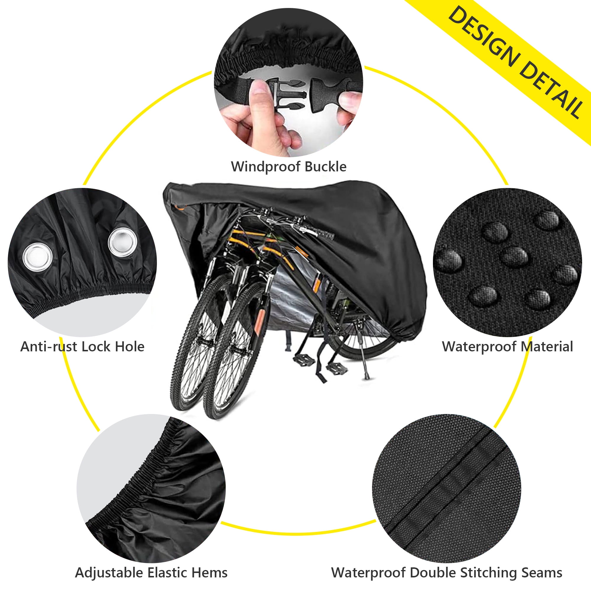 Semfri XXL Bike Cover, Fits 3 Bicycles Heavy-Duty Waterproof/Sun-Resistant, with Locking Buckles, for Mountain /Road/E-Bikes