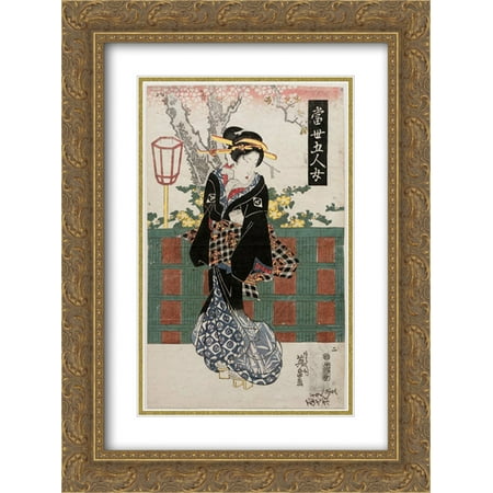 Keisai Eisen 2x Matted 20x24 Gold Ornate Framed Art Print 'No. 2, from the series Modern Versions of the Five Women (Tosei gonin onna)'