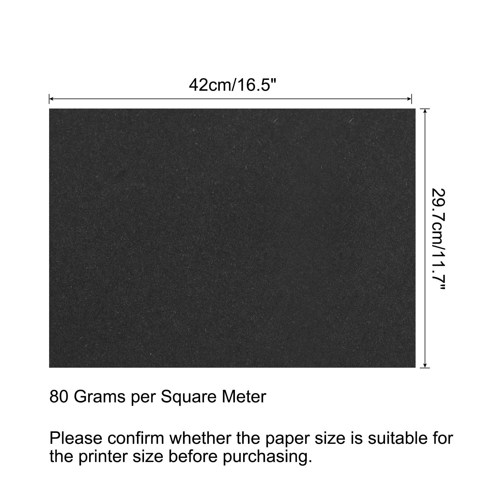 Uxcell 50 Sheets Colored Copy Paper for Office Printing Invitation Forms Art Projects Black 16.5 x 11.7"