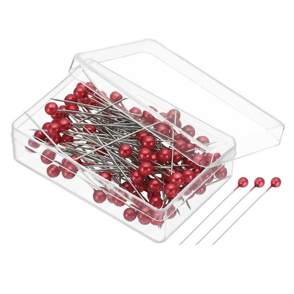 Uxcell Sewing Pins, 1.5" Straight Pin with Plastic Pearlized Ball Head, Red 500 Pcs