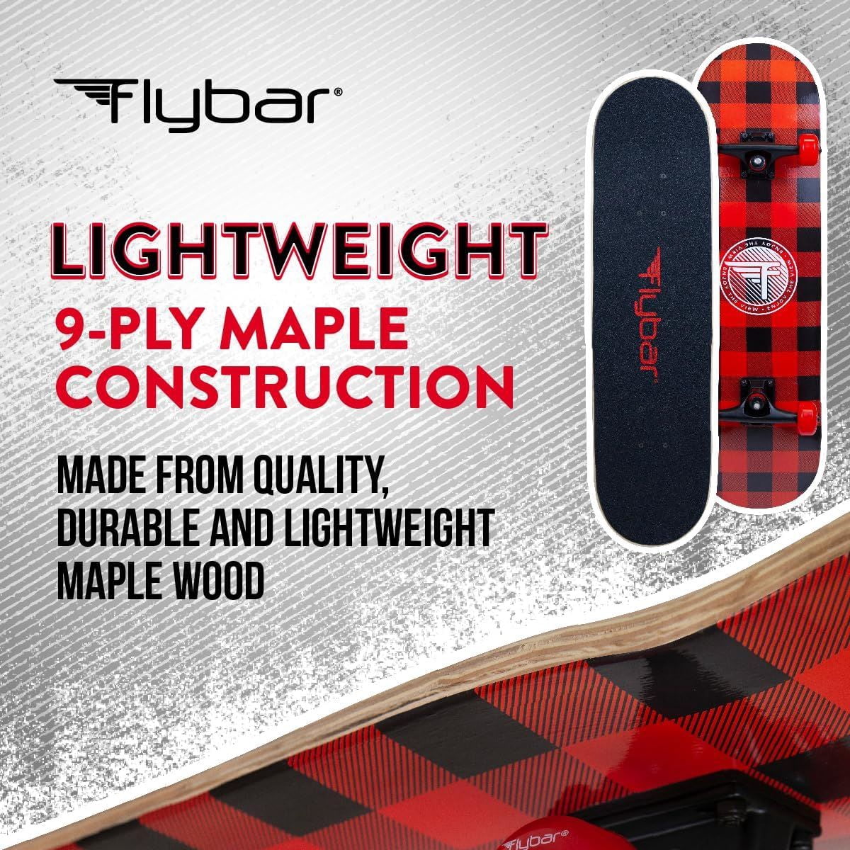 Flybar Complete Skateboard for Beginners – 31 Inch Kids Skateboard, Maple Wood Concave Double Kick Skateboard Deck, Lightweight, Non-Slip, for Boys and Girls, Ages 6 and Up