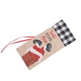thumbnail image 2 of Cubierta de botella de vino de lino de Navidad cordón de encaje Santa Claus manga de cerveza de comedor ropa de Navidad bolsa de champán Kits de decoración para fiestas Cuadrícula blanca negra Toystoory HA068248-02, 2 of 6