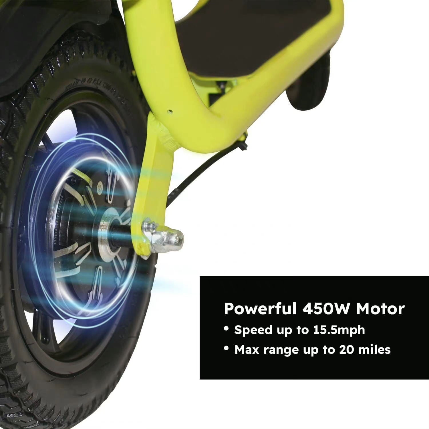 Dazone Electric Scooter Ebike, 450W 36V 12.5 Miles Long-range Battery Foldable Easy Carry Portable Design, Adult Electric Bicycle Scooter Up to 15.5 mph Commuter Scooter, 12 in Tires Off-Road, Yellow