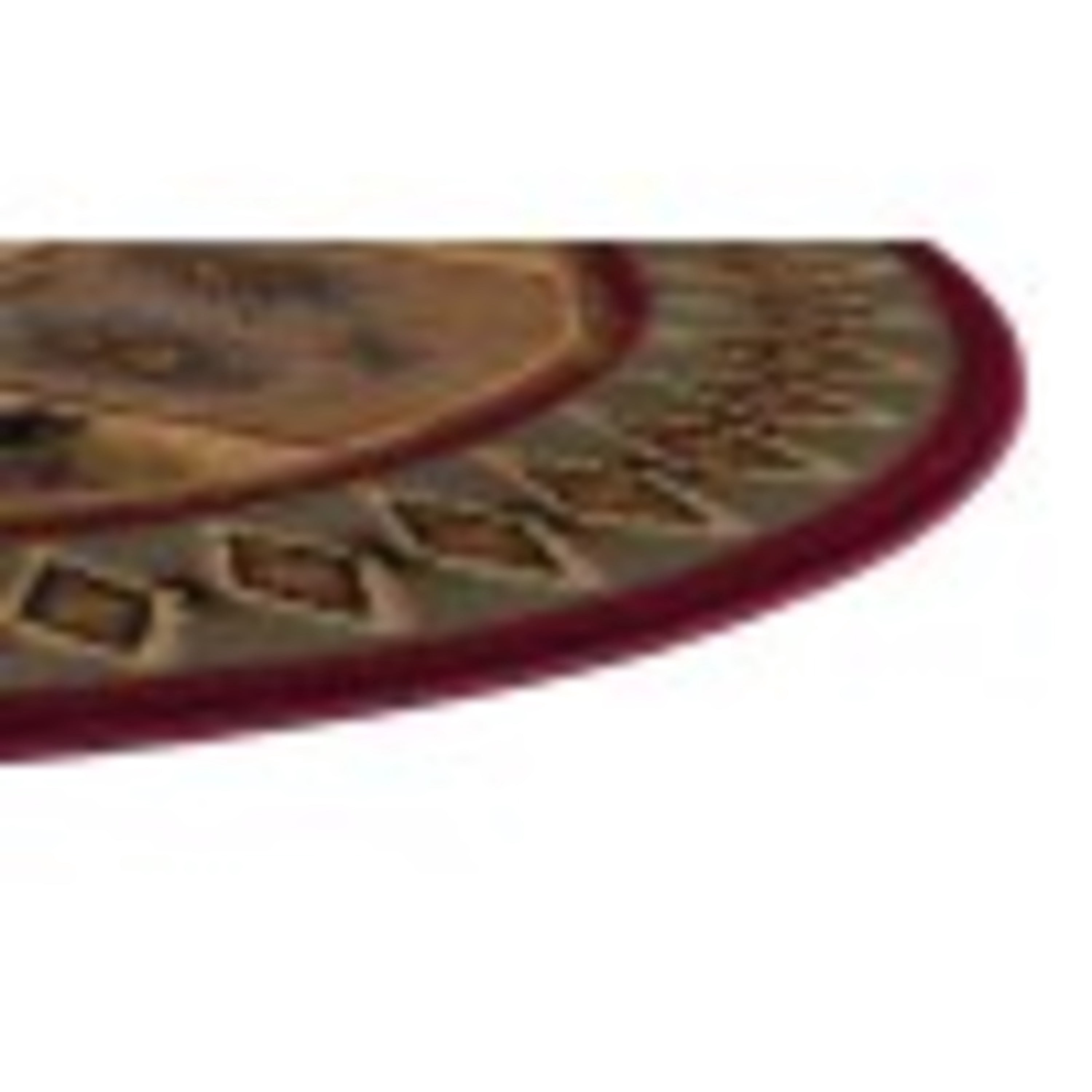 Nature Novelty 5' Round Red and Beige Polypropylene Indoor Area Rug