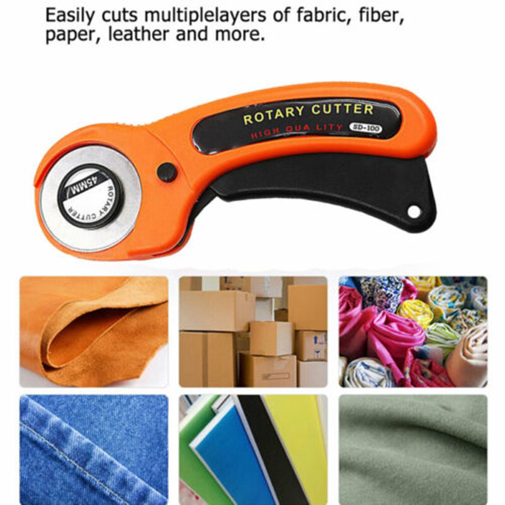 5pcs Blades + Round Roller Blade 45 Mm Orange Fabric Cutting Tool, Fab