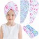 thumbnail image 1 of wonima11 Microfiber Hair Towel Wrap for Kid Rapid Drying Towel Absorbent Hair Turbans for Wet Hair with Button Women Girls Long Curly Hair Pack of 2, Pink/Blue Butterfly, 1 of 1