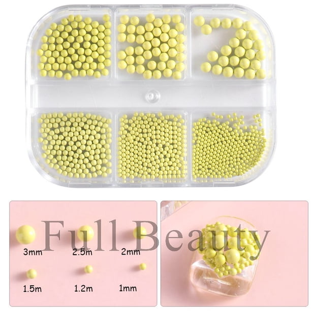 1 caja de adornos de perlas para uñas, piezas redondas para uñas blancas y moradas, cuentas de acero dorado, bolas, joyería, accesorios para decoración de uñas, NF6ZZ01-17 Tan Jianjun unisex