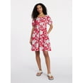 thumbnail image 3 of Time and Tru Women's and Women's Plus Tie Back Mini Dress with Puff Sleeves, Sizes XS-4X, 3 of 6