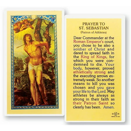 

Saint Sebastian Athletes Prayer Laminated Catholic Prayer Holy Card with Prayer on Back Pack of 25