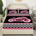 thumbnail image 3 of Erosebridal Neon Motorcycle Sheet Set King, Honeycomb Geometry Bedding Sets King Size, Extreme Sports Decor, 3 of 7