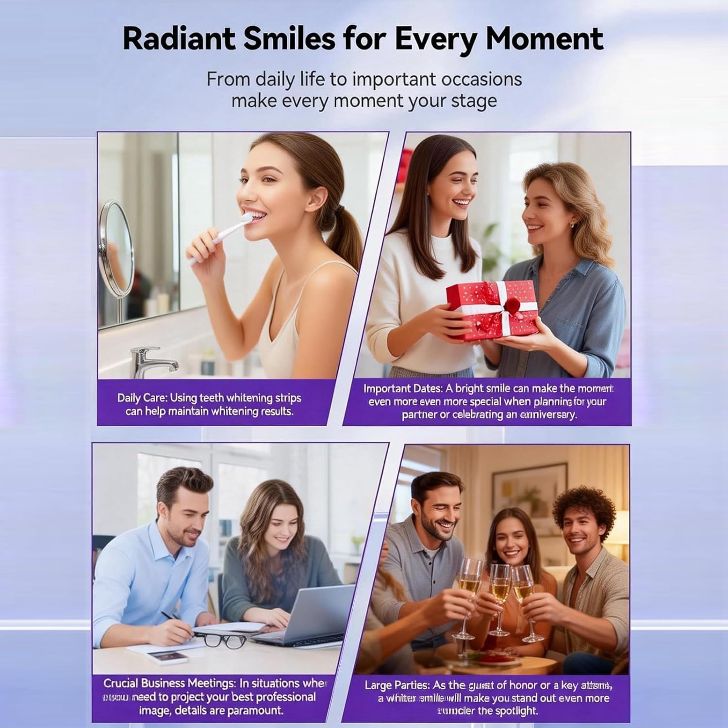 Purple Teeth Whitening Strips – Gentle Daily Strips for Surface Stain Reduction & Natural Shine, Portable Enamel-Safe Whitening for Home or On-The-Go Use(28)
