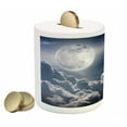 thumbnail image 2 of Night Sky Piggy Bank, Celestial Photo Big Full Moon and Fluffy Clouds Majestic Dramatic Idyllic, Ceramic Coin Bank Money Box for Cash Saving, 3.6" X 3.2", Dark Blue White, by Ambesonne, 2 of 4