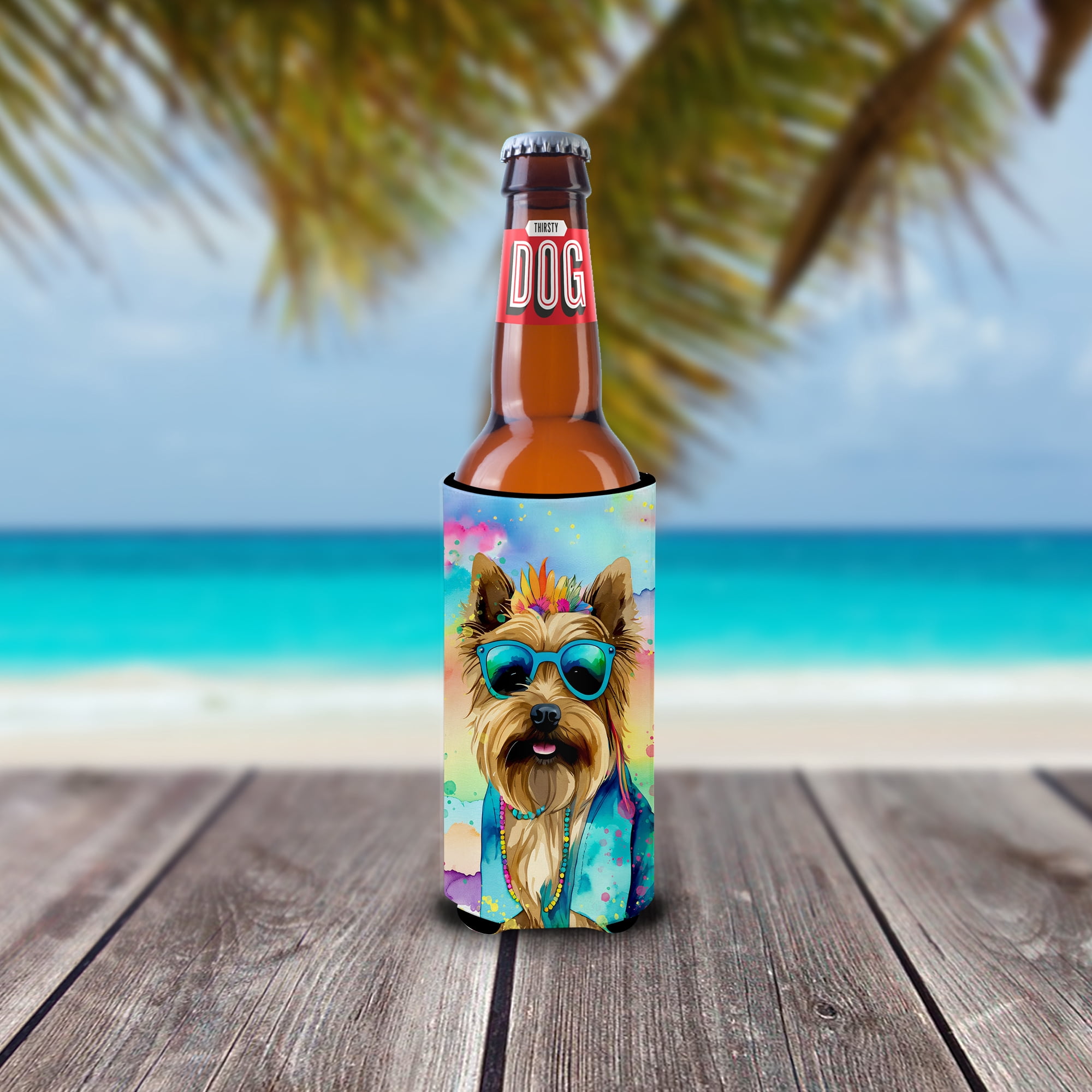 Cairn Terrier Hippie Dawg Hugger for Ultra Slim Cans 4 in x 6.5 in