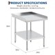 thumbnail image 1 of Stainless Steel Equipment Grill Soporte Mesa Resistente Commercial cm de Anchoorkstation con Ajustable Estante & Altura Removable 3-Sided Backsplash 400 lbs Capacity para Restaurant Food Truck BBQ, 1 of 7