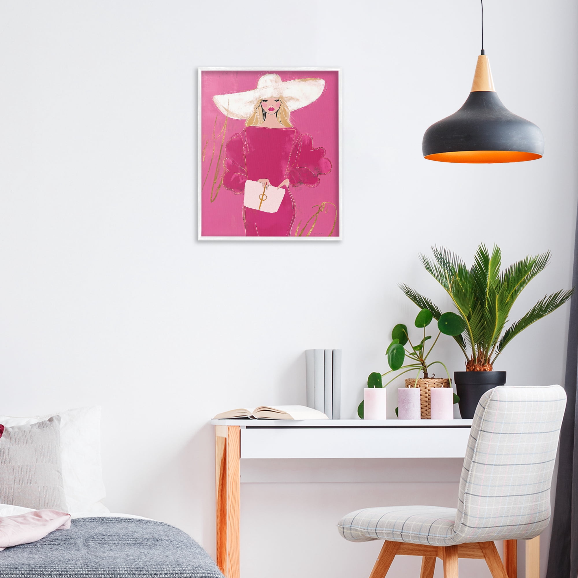 Stupell Industries Lady In Pink with Hat White Framed Giclee Art, design by Svetlana Aleynikova