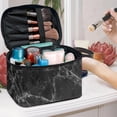 thumbnail image 5 of HELLHERO Grey Stone Texture Polyester Multifunctional Large Capacity Makeup Bag Brush Slots Portable Makeup Cosmetic Bag Organizer Zipper Office Cosmetic Storage, 5 of 6