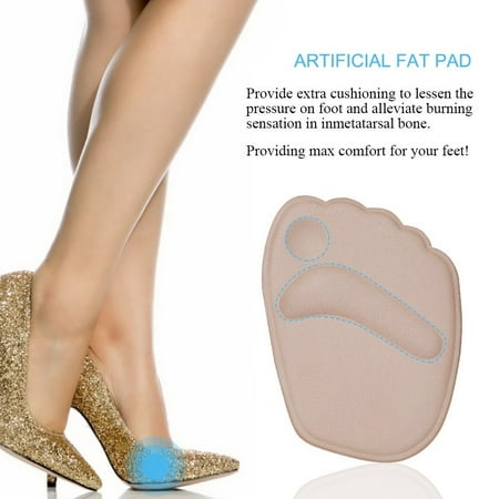 Magnetic Shoe Inserts - Thick Ball of Foot Cushions, 2 Pairs Anti-slip Gel Metatarsal Foot Pads for High Heels, Self-Sticking Shoe Inserts for Forefoot Pain Relief(Skin + Black)