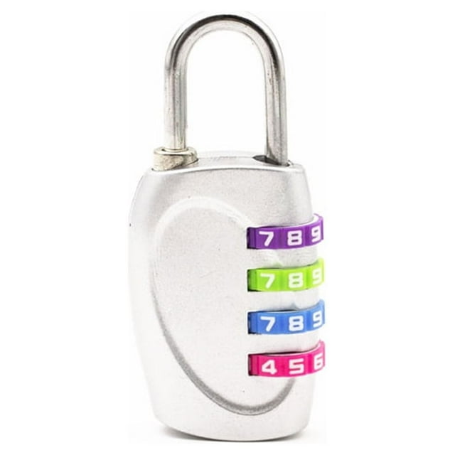 Office 4-digit Combination Lock Camping Business Trip Suitcase Luggage Locker Gate Door Resettable Padlock Security Accessories Silver