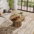 thumbnail image 5 of Finmind 31.5" Round Coffee Table with Fluted Base, Mid-Century Modern Farmhouse Accent Table for Living Room, Small Spaces, Apartment, Brown, 5 of 7