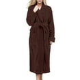 thumbnail image 2 of Baqcunre Womens Winter Coats Coral Velvet Pajama Dress Nightgown Hood Fall Winter Pocket Thickened Flannel Long Sleeved Bathrobe Homewear Fleece Jacket Womens Fall Fashion 2023 Coffee M, 2 of 5