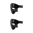 thumbnail image 4 of Inteprter Mascarilla elegante para fiestas de disfraces y festivales Máscaras de disfraces de media cara Mascarilla de media cara Punto negro Punto negro plateado 2Conjunto, 4 of 6