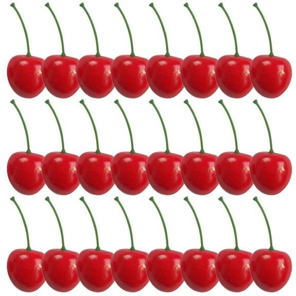 BRIGHTFUFU 50pcs Fake Cherry Vivid Simulated Cherry Decor Fruit Shape Desktop Adornment