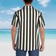 thumbnail image 4 of Balery Black And White Thick Stripes Camisas hawaianas de manga corta para hombre, camisas playeras de corte holgado, camisas de vacaciones con botones,Large, 4 of 7
