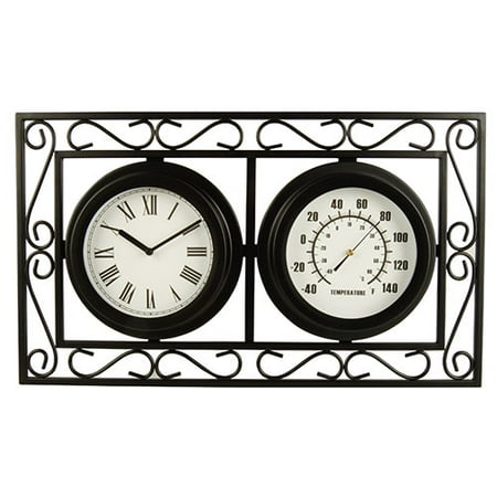 Wall-Mount Outdoor Clock and Thermometer