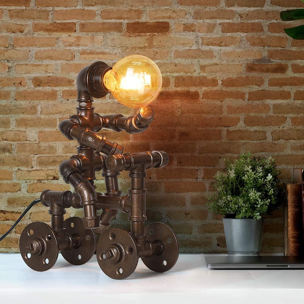 Industrial Table Lamp Retro Steam Punk Robot Lamp, Creative Fun Water