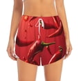 thumbnail image 2 of Yiaed Floating Red Chili Peppers Print Women's Running Shorts with Liner 3 Zipper Pockets Elastic Workout Athletic Gym Yoga Shorts-XX-Large, 2 of 7