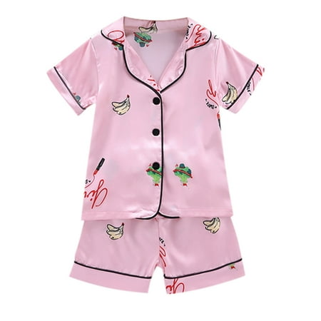 

Fesfesfes Toddler Baby Boy Girl Short Sleeve Cartoon Tops+Shorts Pajamas Sleepwear Outfits