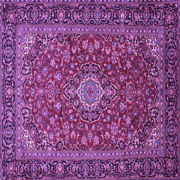 Ahgly Company Indoor Square Medallion Purple Traditional Area Rugs, 4' Square