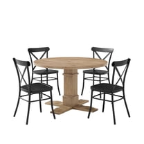 Crosley Furniture Joanna 5-piece Round Wood Dining Set in Matte Black/Brown