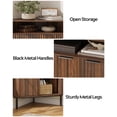 thumbnail image 5 of Joyyskill Fluted Corner Cabinet with Storage, Modern Floor Cabinets with Adjustable Shelf & Metal Legs Wooden Narrow Cabinet Organizer, Brown, 5 of 7